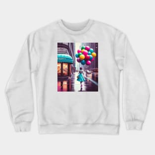 Retro 50s New York Woman with Colorful Balloons Crewneck Sweatshirt